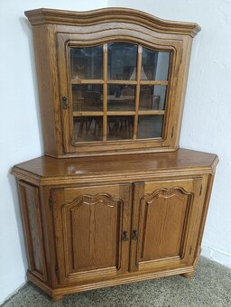 Rustikální příborník / rohová komoda + vitrína, masív - 2