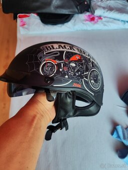 Predám koženú bundu, okuliare a prilbu na Chopper. - 2