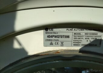 Rozpredam práčku LG WD10396ND - 2