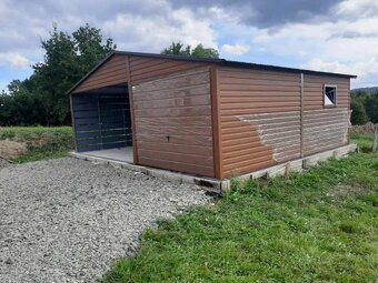 Plechová garáž 3+4x5m - 2