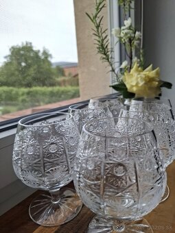Luxusný vintage set brúsených pohárov na koňak / brandy - 2