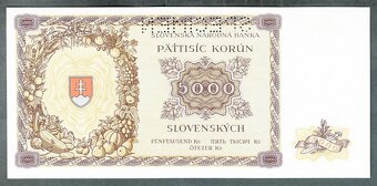 Staré bankovky 5000 sk 1944 MOJMÍR bezvadný stav UNC - 2