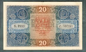 Staré bankovky 20 korun 1919 VZÁCNÁ - 2