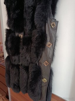 Čierna vesta - pravá koža a kožušina - 2