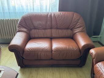 Sedacia súprava v hnedej koži - 2