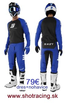 Priedušný komplet mx atv dres nohavice čierno modré shot - 2