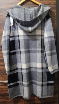 Kockovany kardigan s kapucnou, novy s visackou, vel. uni - 2