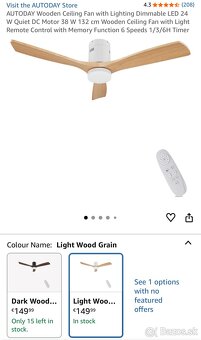 Stropný ventilátor biely s drevom 132 cm vrátane LED - 2