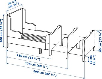 IKEA BUSUNGE rastúca detská posteľ + matrac - 2