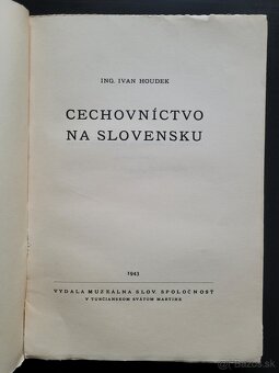 Cechovníctvo na Slovensku Houdek 1943 - 2