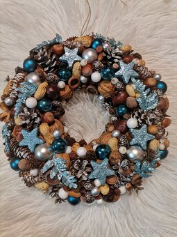 Vianočný veniec v modrom... - 2