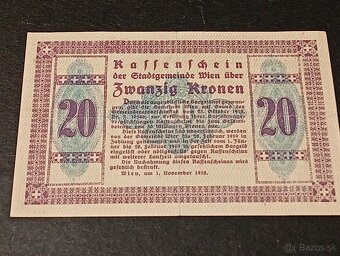 Predám 20 Kronen 1918 Wien VF+ - 2