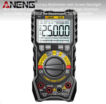 Nový profi elektro tester Aneng 20A+f, tRMS, LACNO - 2