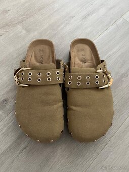 Našuchovacie khaki/olivové šľapky - 2