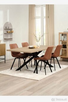 Jedálenský stôl 95x200 farba teplého duba/čierna - 2