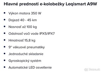 Elektrická kolobežka LEQI A9 biela - 2
