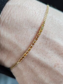 Náramok z 14ct zlata zdobený 15ks prírodnými Fancy diamantmi - 2