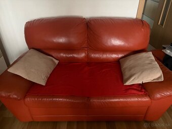 Terakotová kožená sedačka - 2