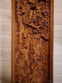 Obrovský drevený obraz Thajskej dediny - 2