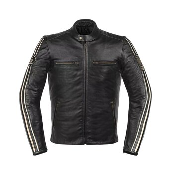 Moto Kožená Bunda Black Vintage Stripess - 2