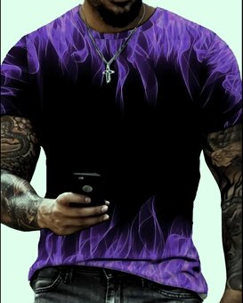 Elastické čierno fialové tričko, v. M/L/XL - 2