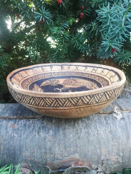 Hugin a Munin - vikingská miska - viking wooden bowl - 2