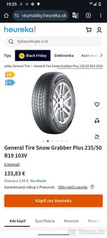 Predám zimnú Pneumatiku General 235/50 r19 103V - 2