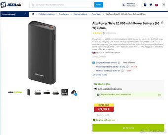 20 000 mAH NOVÁ ALZA USB-C Powerbanka s PowerDelivery až 65W - 2