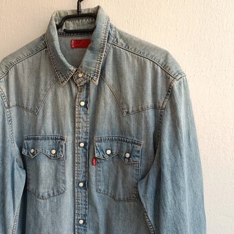 Vintage Levis modrá džínsová košeľa riflová košeľa L - 2