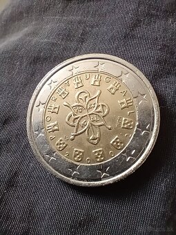 Portugal 2€ Rare,Coin, Chýba razby, Hviezdy-Posunuta matrica - 2