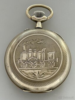 Velké 66 mm, 202 g těžké staré železniční hodinky s lokomoti - 2