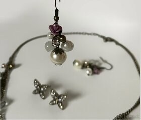 Antická mosadz náhrdelník a 2 sety náušníc - 2