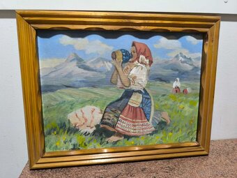 Olejomaľba - dievča pod Tatrami - 2