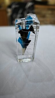 Masívna umelecká sklenená váza/ťažítko s kvetom - 2
