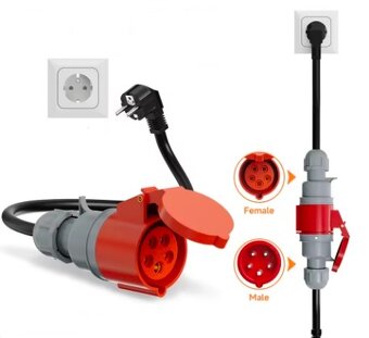 Redukcia CEE 5pin 16A k domácej zásuvke 230V - 2