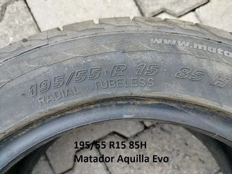 Predám 1 letnú pneumatiku 195/55 R15 85H Matador Aquilla Evo - 2
