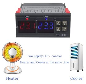 Digitálny duálny termostat STC-3008 - 2
