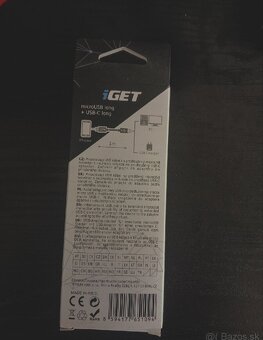 2v1 nabíjací kábel Micro USB + USB-C (IGET G2V1) 1m – nový - 2
