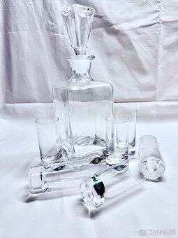 Karafa + 6 štamperlíkov značka Clover Leaf Glass Slovakia - 2