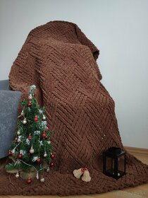 Pletená deka pre dospelých hnedá - 2