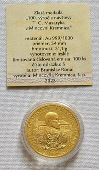 Medaila k 100. výročiu návštevy T. G. Masaryka v Kremnici - 2
