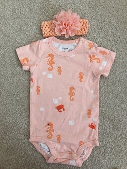 Body na leto, čelenky, ponožky - 0-3 m. - 2
