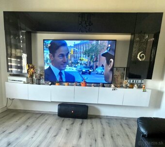 Obývacia stena 3m biely lesk/čierny lesk - 2