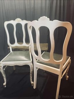 Vintage stolicky, 2 ks, biela, zlata farba, podsedak koža - 2