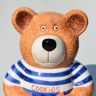 Veľká vintage porcelánová dóza na cukríky, keksy - medveď - 2