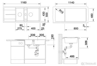 Blanco Metra 8 - Silgranitový drez, 116x50 cm, tartufo - 2