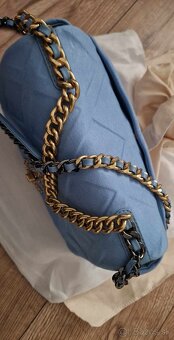 Nová luxusná CHANEL flap bag nebeska modra jahňacia koža - 2