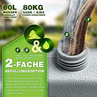 tillvex® stojan na slnečník 60 l / 80 kg - 2