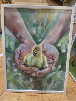 Akryl na akvarelovom papieri, ramik 30x40cm, motív : Káčatko - 2