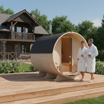 ZÁHRADNÁ SUDOVÁ SAUNA 240 cm 2KRp (Panorama) - 2